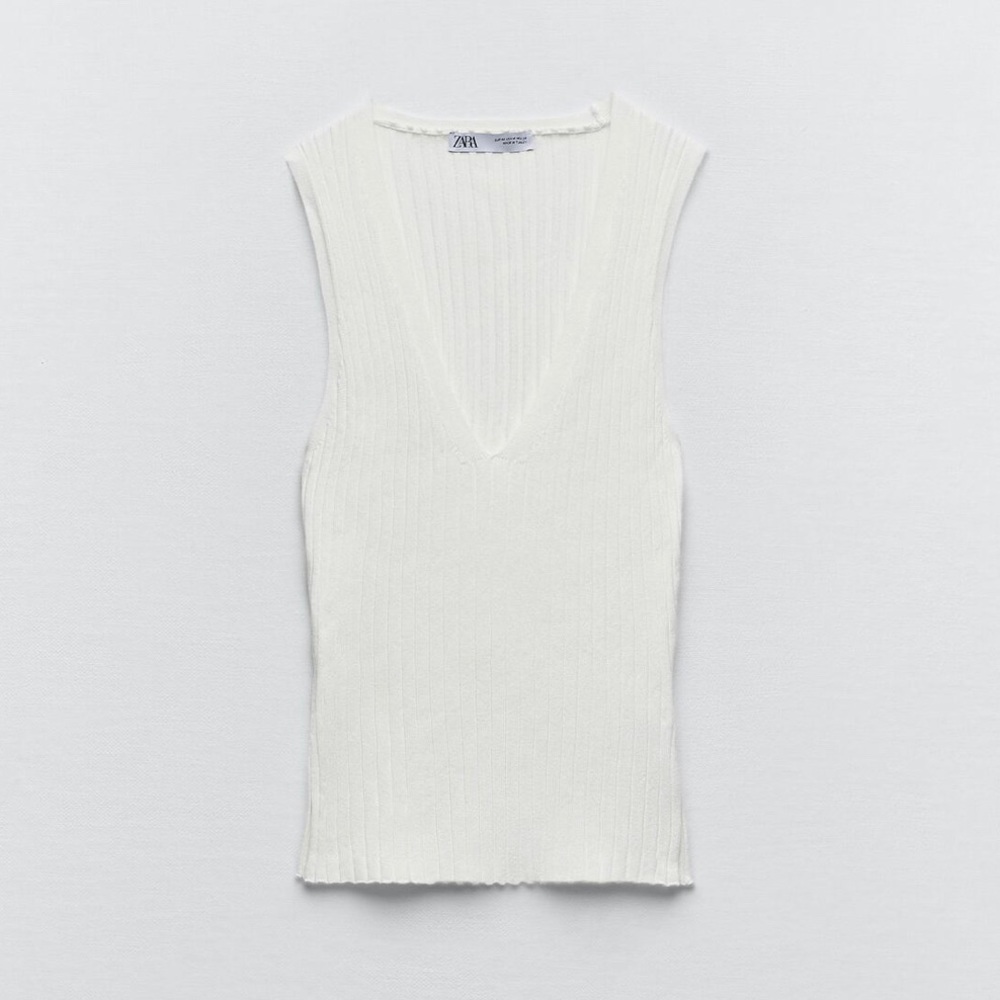 Zara V-neck white shirt
